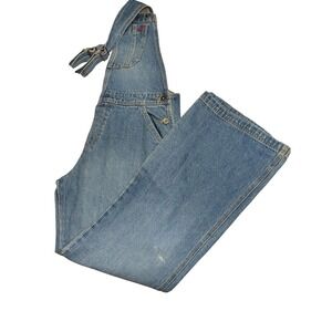 Tommy Hilfiger Vintage 90s Mens Denim Overalls Carpenter Wide Leg Blue Flag Logo